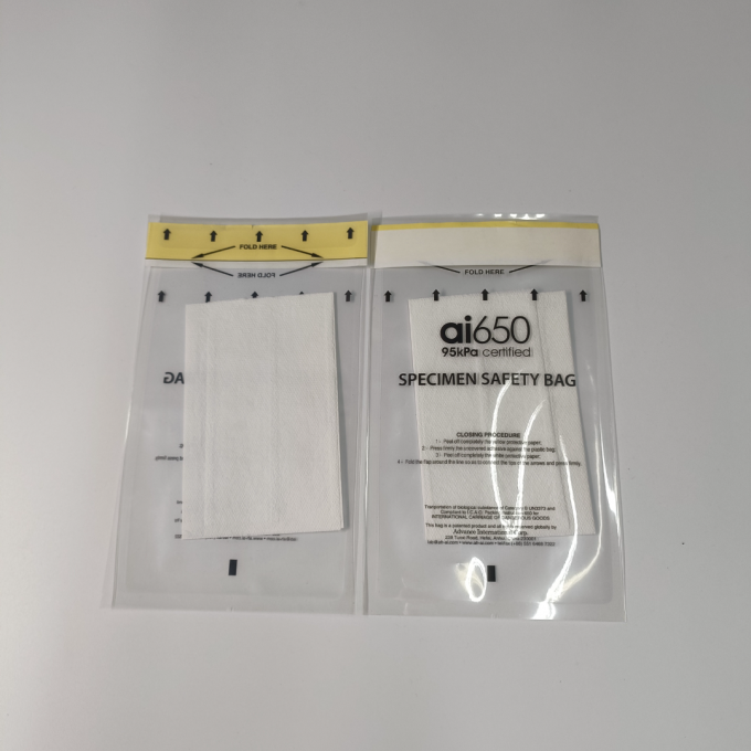 Biohazard Specimen Transport Ziplock 95kPa Bags Disposable LDPE Customized
