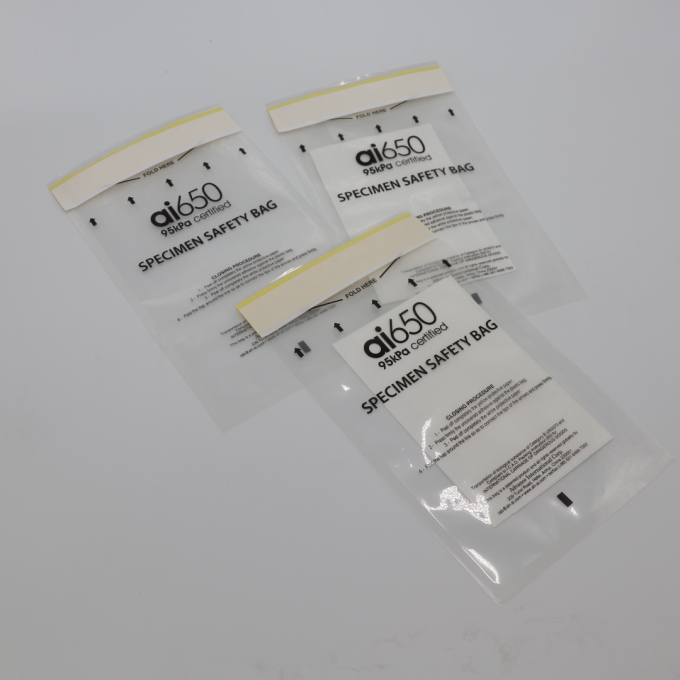 Pathology Lab Use Clear Plastic Specimen Biohazard Bags Gravure Printing