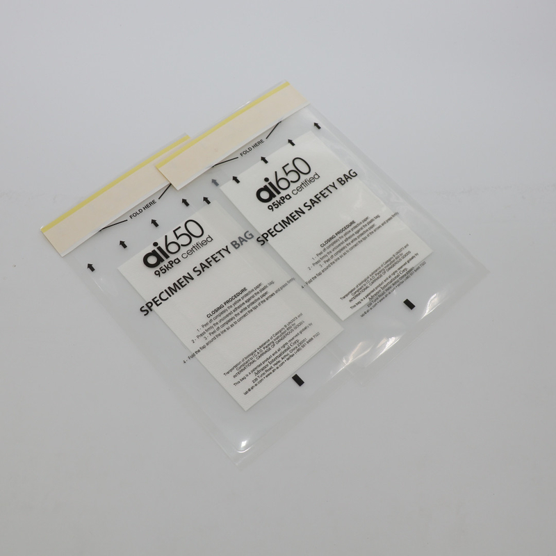 2 Pocket Medical PE Pathological Seal 95kPa Biohazard Bags For Laboratory