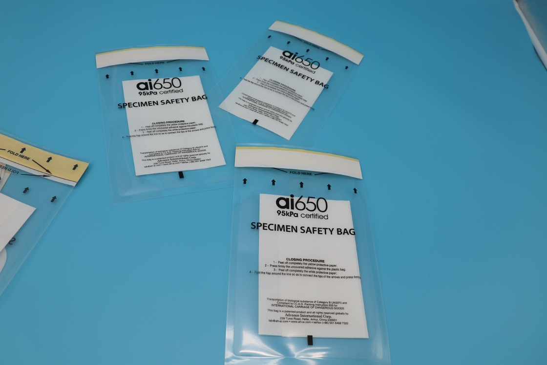 AI650 Medical Custom Size Disposable Specimen Bag Collection Clear Self Sealing Bag Medicine Biological Plastic Bags
