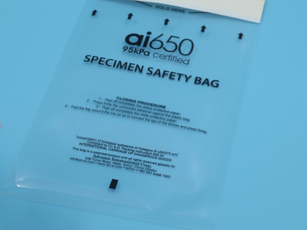 AI650 Medical Lab PE Plastic Ziplock Biohazard Specimen Bag Pathological Seal Laboratory Specimen Bag