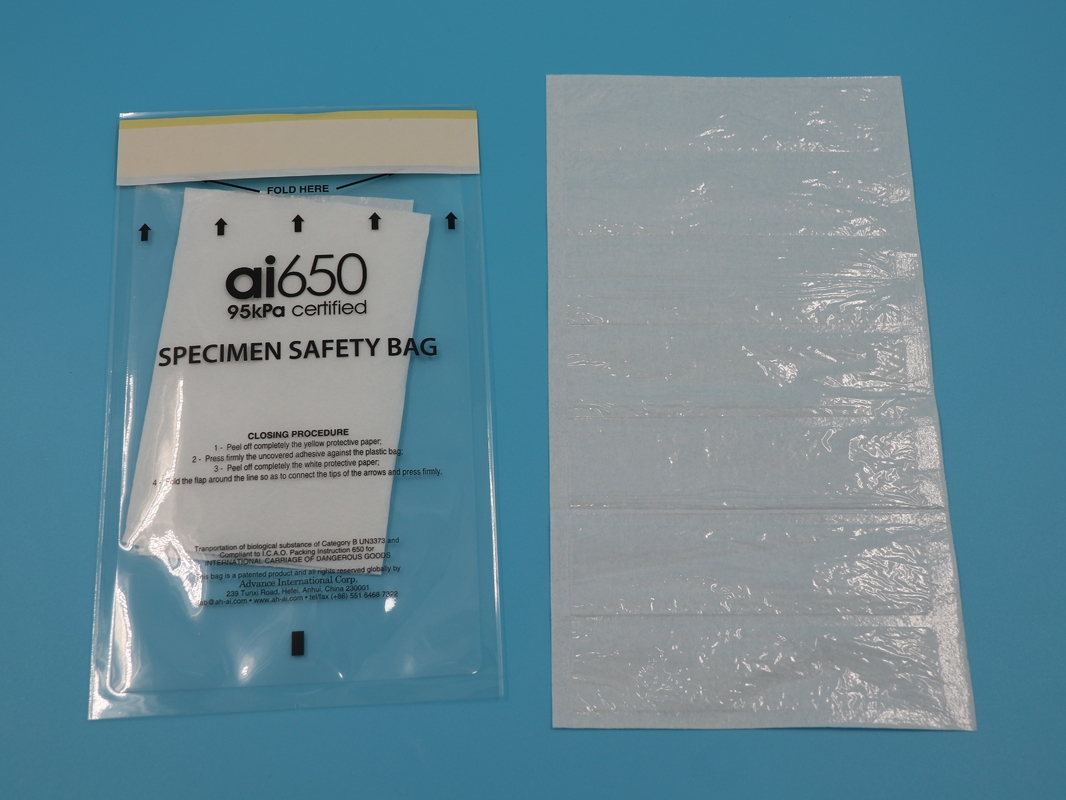 AI650 High-Altitude Samples Substance Collection Biohazard Medical Leakproof Biohazard Adhesive 95KPA Specimen Bag