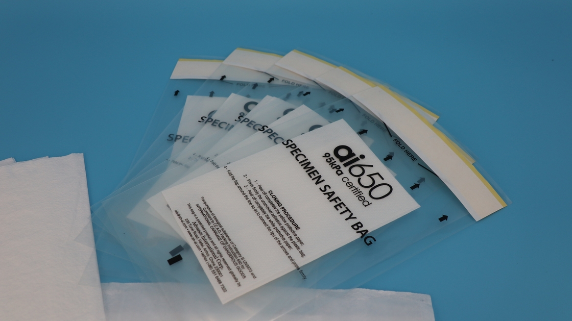 AI650 Disposable Medical Pet/PE 95kpa Biohazard Specimen Bags For Hospital Or Lab