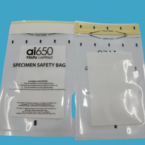Biohazard Bags 6x9in/15x25cm Specimen Bags With Biohazard Logo Printing Lab Sample Bag With Absorbent Pad