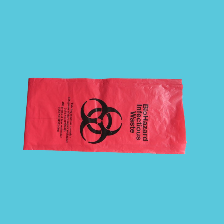 No Leak Hospital Grade Biohazard Waste Bags  24'' Red Trash Liner With Hazard Symbol For Infectious Waste