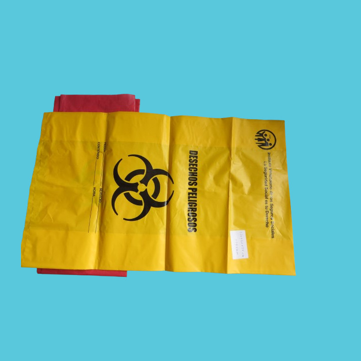 Biohazard Bags With Drawstrings 12-16 Gallon Capacity 25 X 35 In With Large Marking Area And Sterilization Indicator Patch