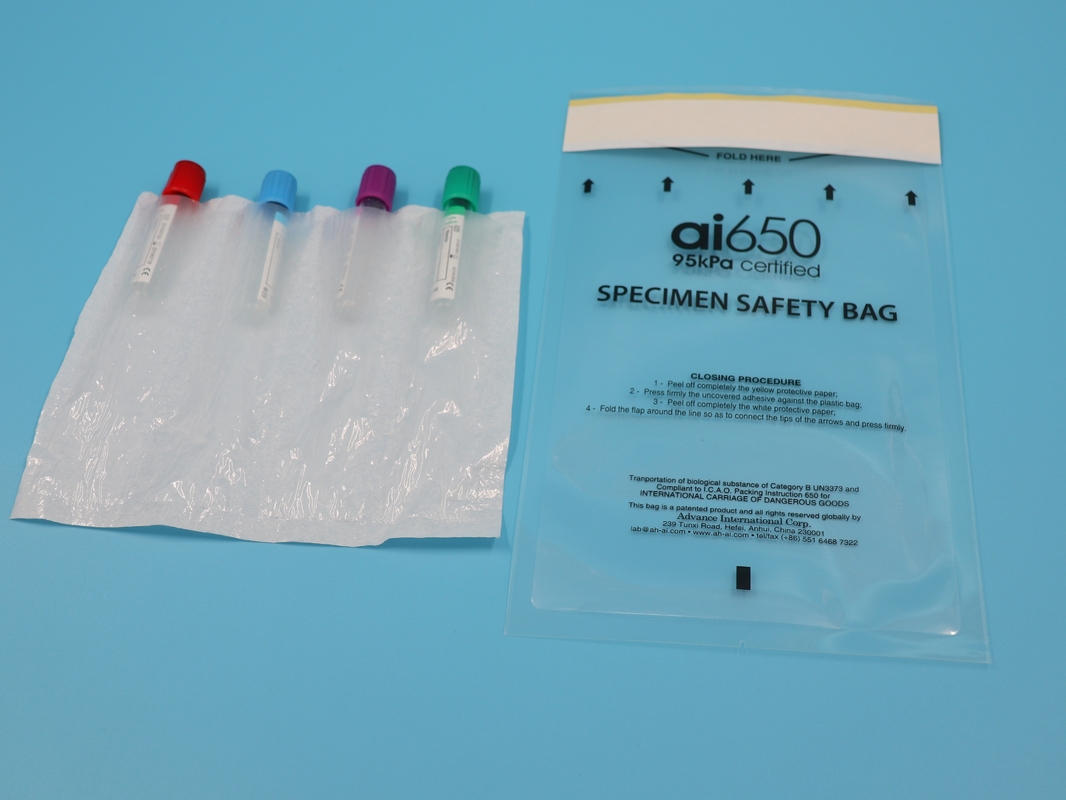 Disposable Medical 4 Layer Specimen Bag 95kpa Ziplock Sealing Biohazard Specimen Transport Bags