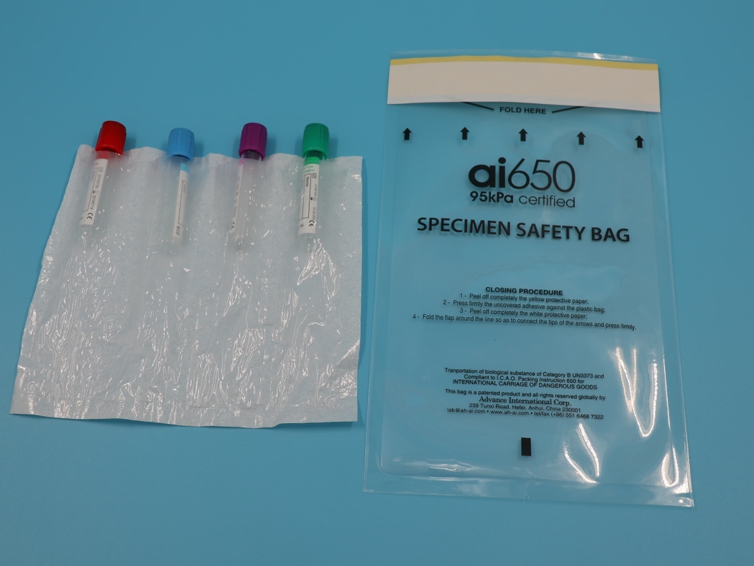 Lab Medicine Ldpe Biohazard Plastic Ziplock Kangaroo Pouch Bags Grip Seal 95kpa Specimen Bag For Hospital
