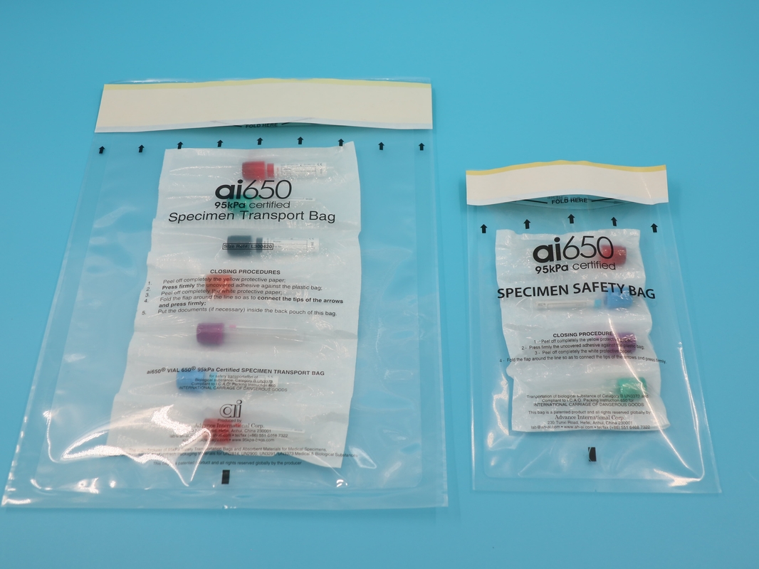 Plastic Ldpe Ziplock 95kpa Specimen Transport Bag Three Layer Kangaroo Dental Bag Transparent Customized Gravure Printing Feed