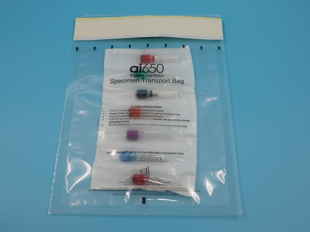 Customized Three-Layer Specimen Bag For Medical Testing Pathology Biological Specimen Sample Transportation Plastic Plastic Bags