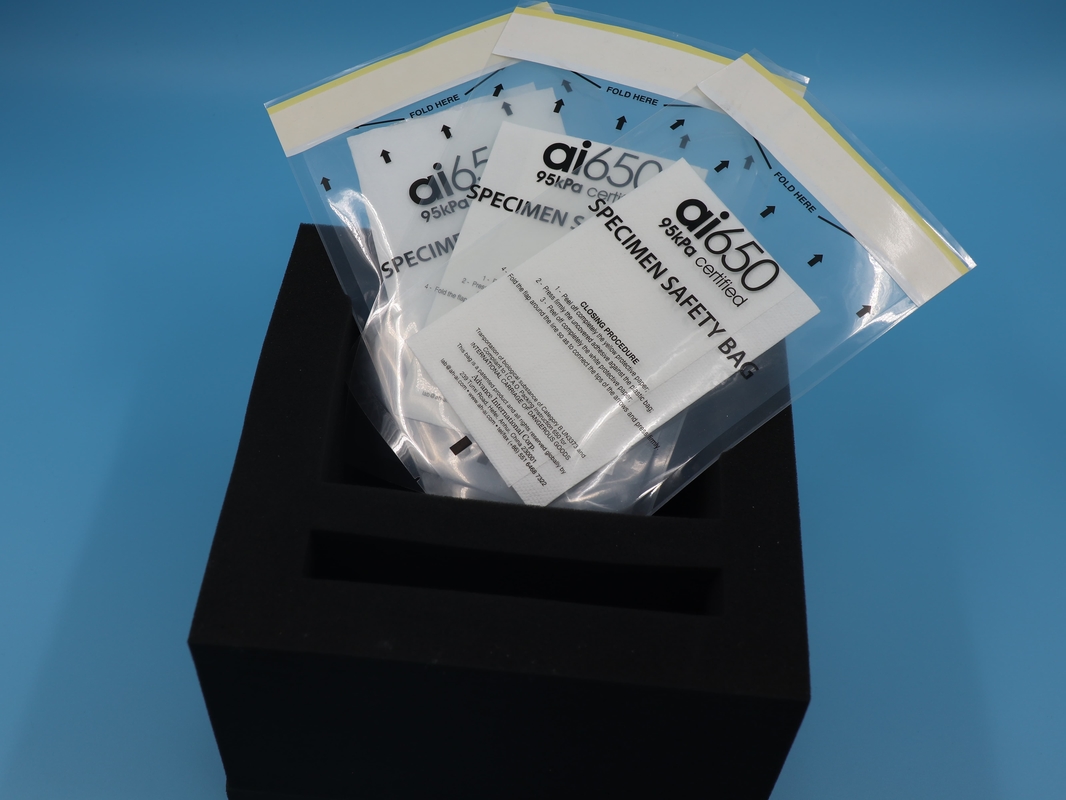 Dual Layered Biohazard Specimen Bags with 7-Slot Absorbent Sleeves, 95kPa Pressure Rated