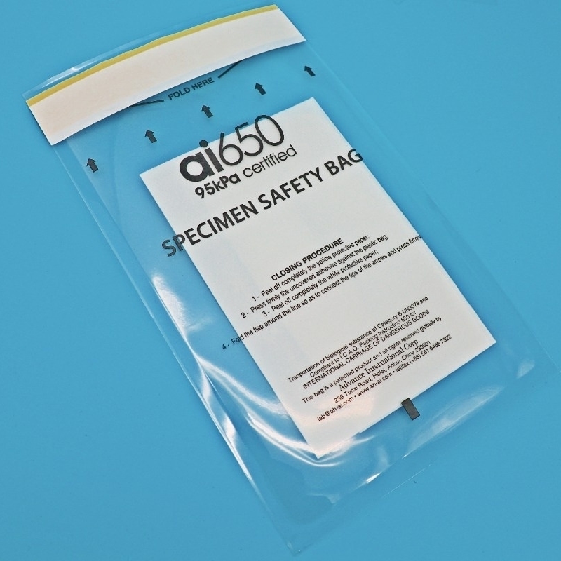 Specimen Collection Bags With Sealing Closure For Transporting Blood Samples Lab Specimens