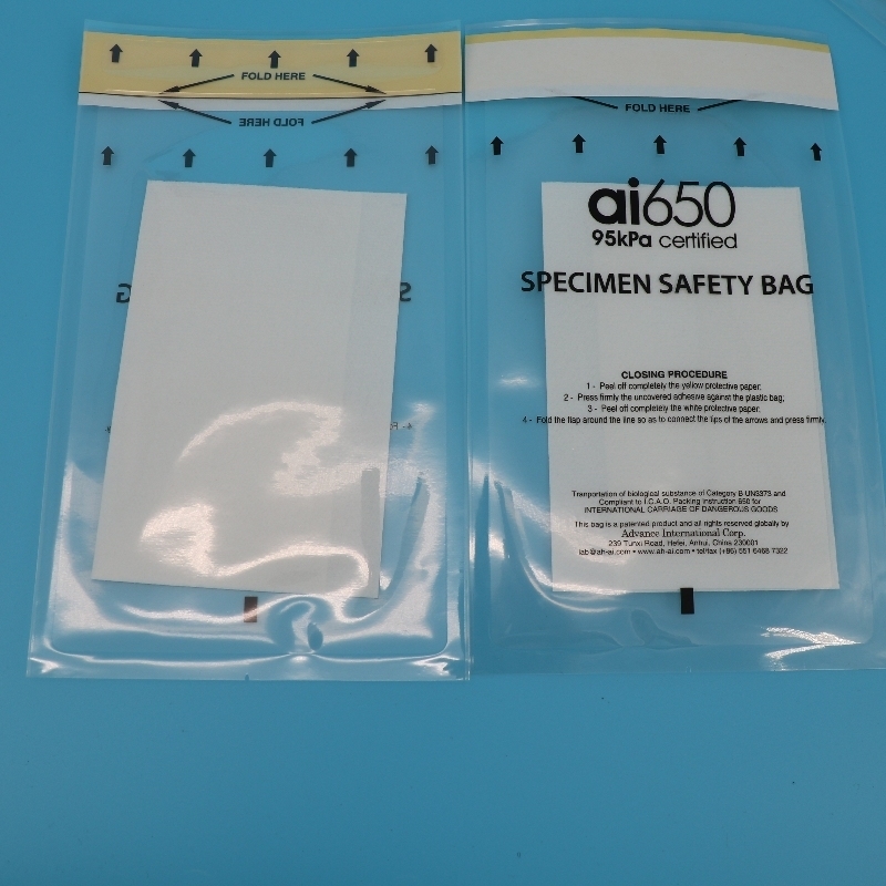 Leakproof 95kpa Biohazard Bag For Medical Samples With Absorbent Material And Tubes For Safe Transpo