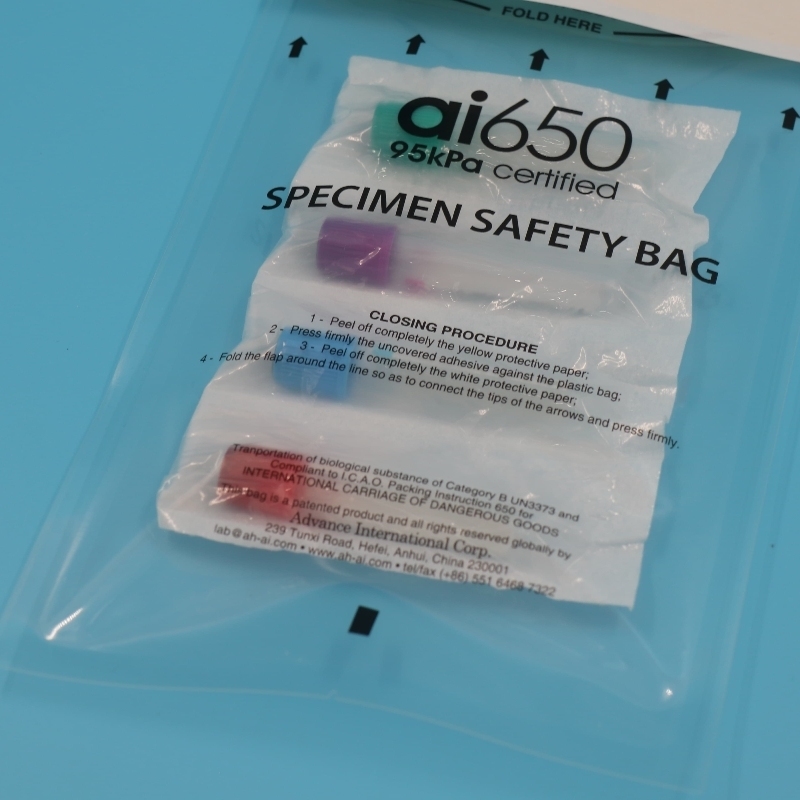 UN2814 Certified 95kPa Pressure Biohazard Bag with 7 Slotted Absorbent Pocket for Safe Specimen Transport