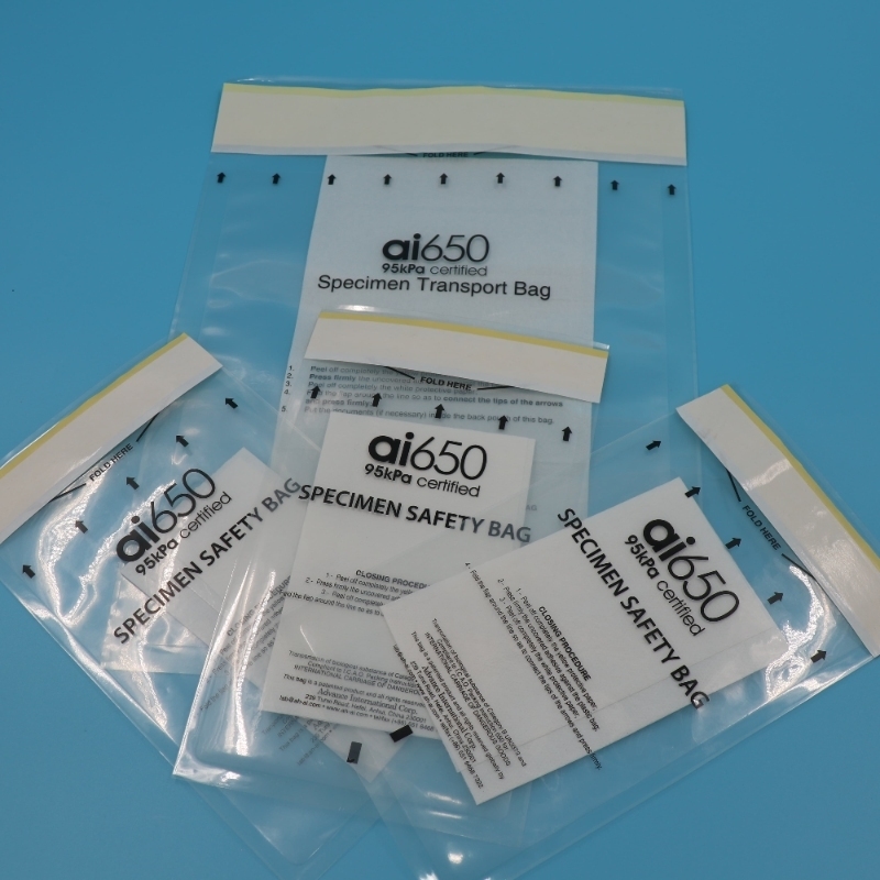 Heavy Duty 330mmX170mm 95kPa Biohazard Transport Bag with Seven Slot Absorbent Pouches