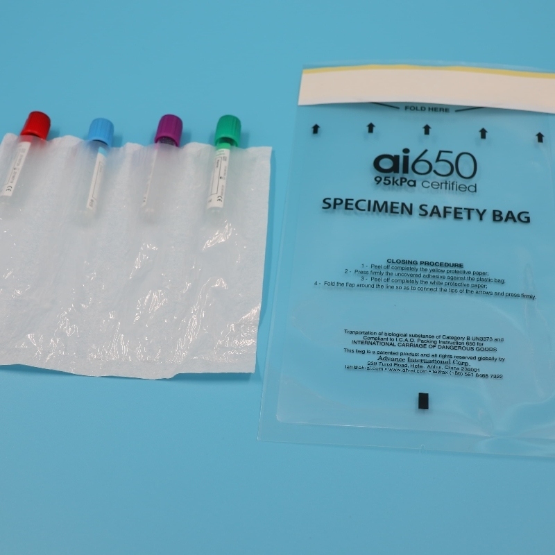 Absorbent Pouch Medical Specimen Bag UN3373 Compliant Transparent Sample Transport With Specimen Shipping Box