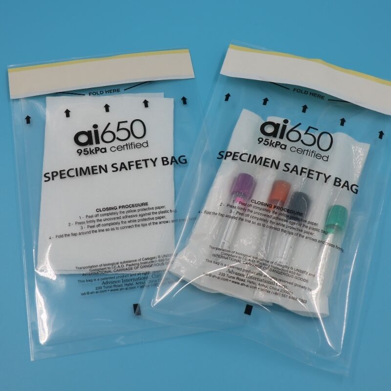 Medical Biological Sample Transportation Bag 95 KPA Safety Specimen Bag With Absorbent Pouch
