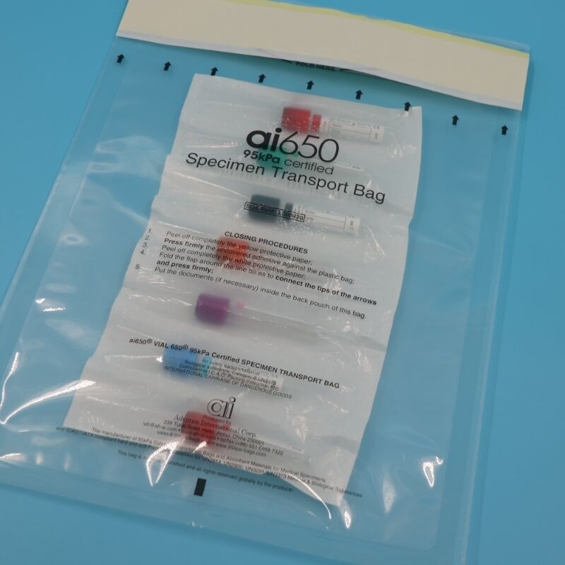 Absorbent Lined Biohazard Specimen Bags For Secure Transport  Storage Of Blood Samples Lab Leak-Proof