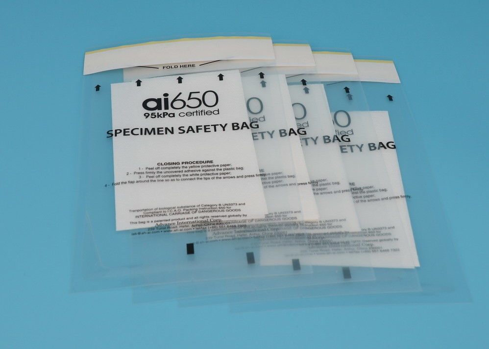 AI650 95kPa Specimen Bags Liquid Tight Lab for Detection specimen Transport Packing