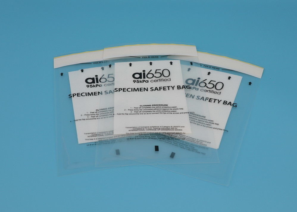 95 KPa Biohazard Specimen Bag Used For Transporting , Biohazard Specimen Packing Bags